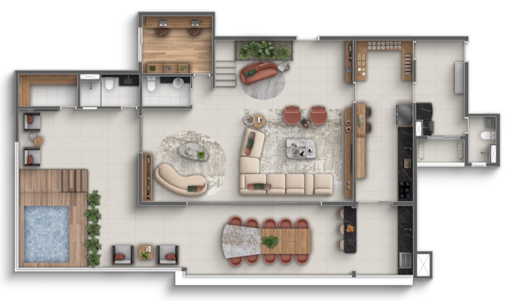 Cobertura duplex final 1 — planta do pavimento inferior