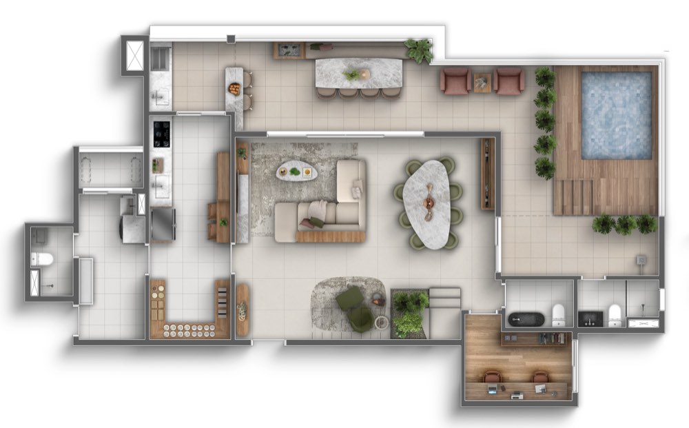 Cobertura duplex final 3 — planta do pavimento inferior