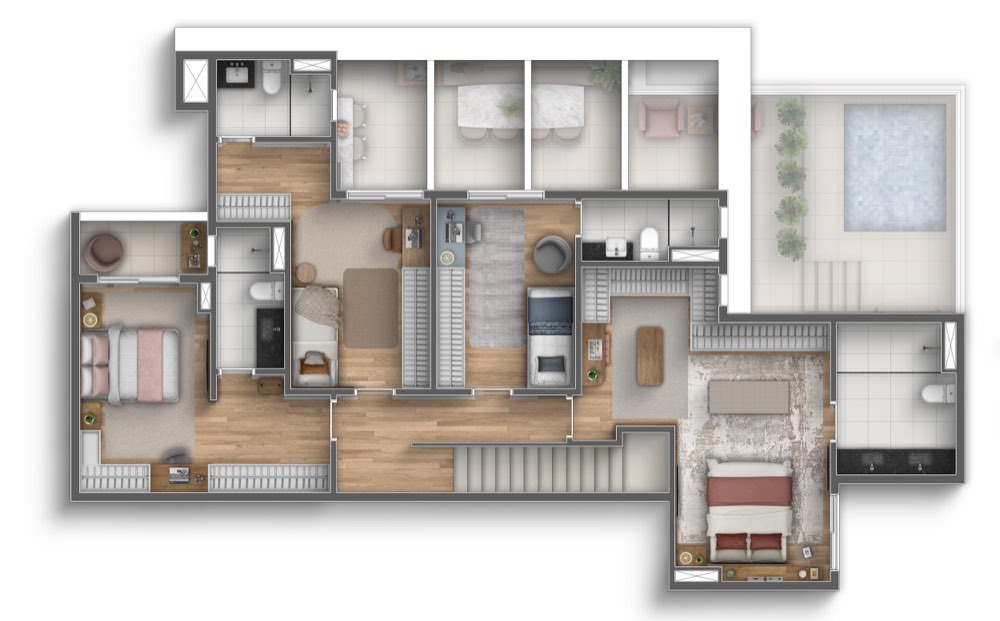 Cobertura duplex final 3 — planta do pavimento superior