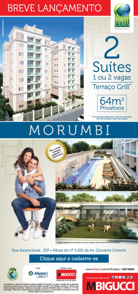 Breve lançamento – Morumbi – Aptos de 2 dorms – 2 suítes – 1 ou 2 vagas – First Class MBigucci