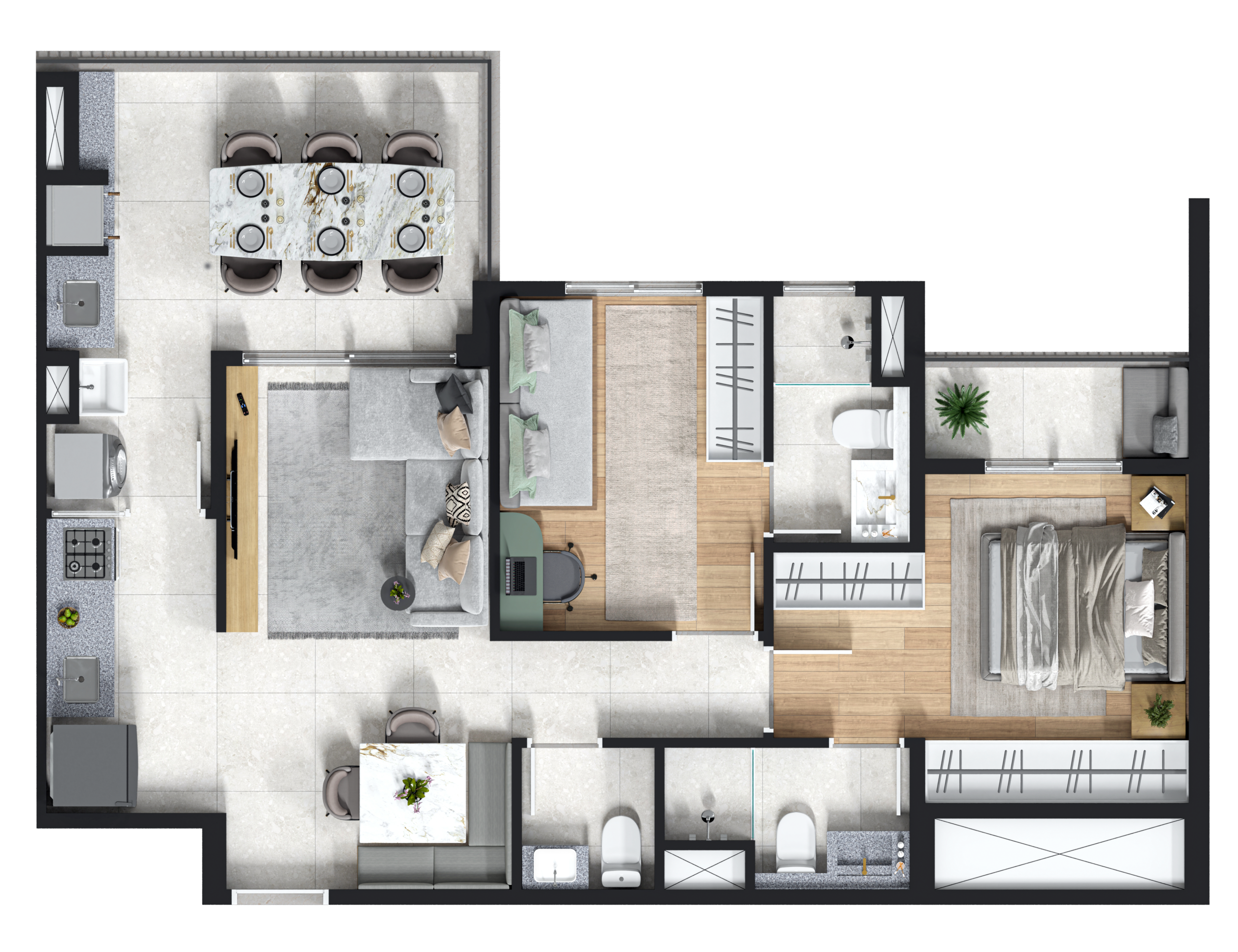 Planta 66m² c/ depósito privativo — Terrazzo MBigucci