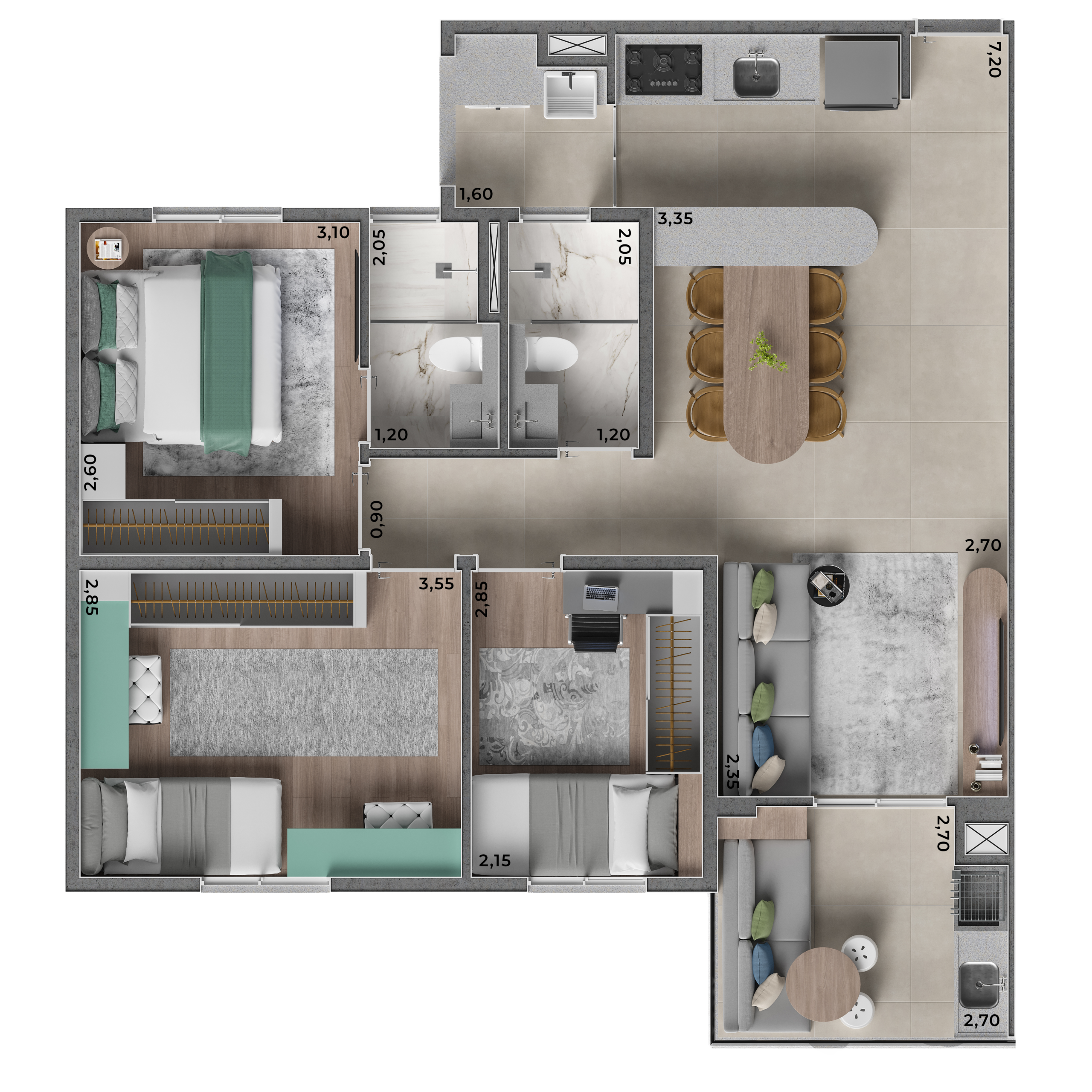 Planta 70m² — Exuberance MBigucci