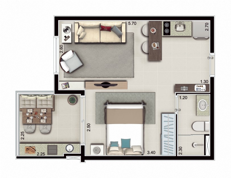Planta 36m² — Unique MBigucci