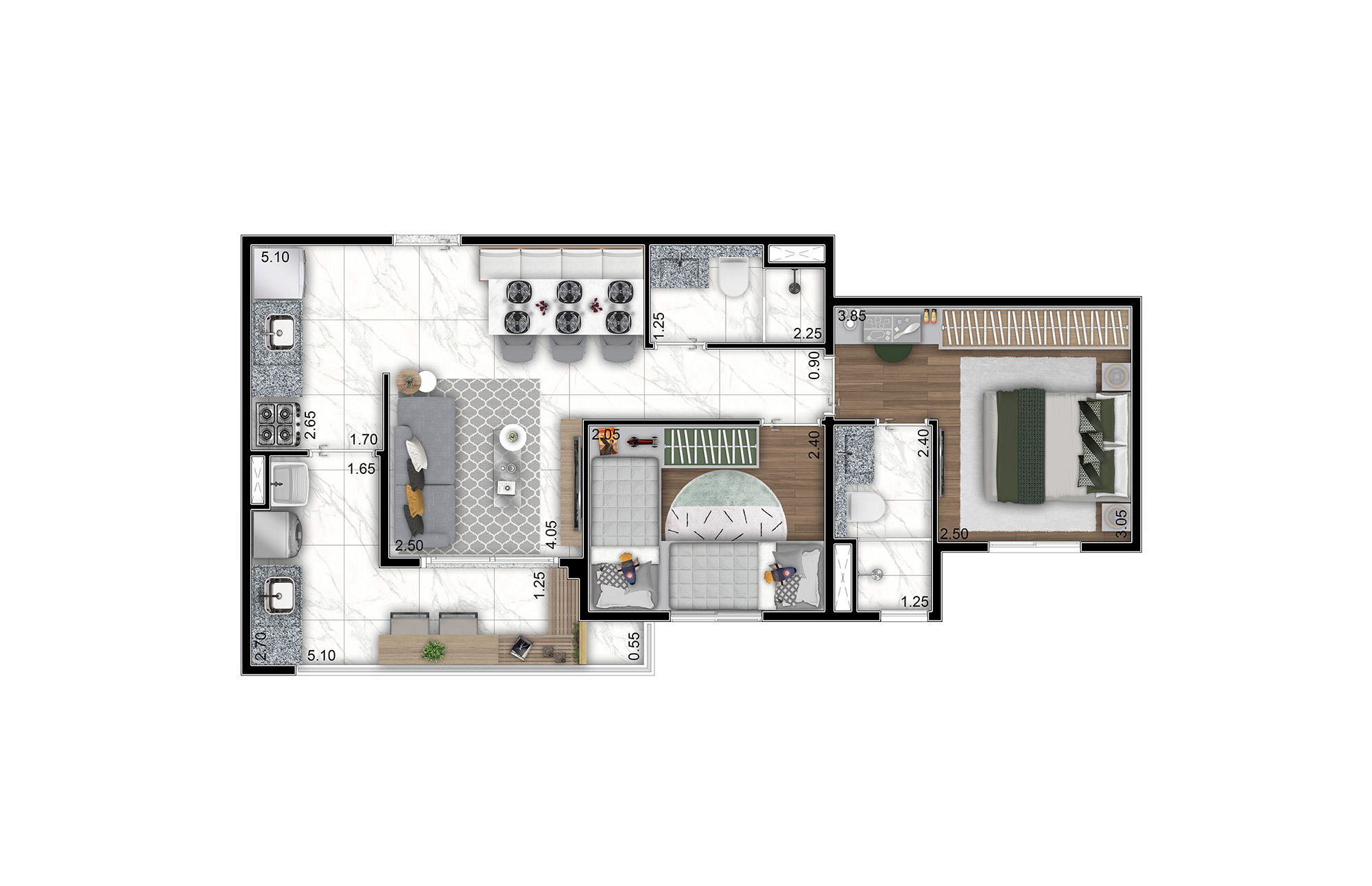 Planta 56m² — Vert MBigucci