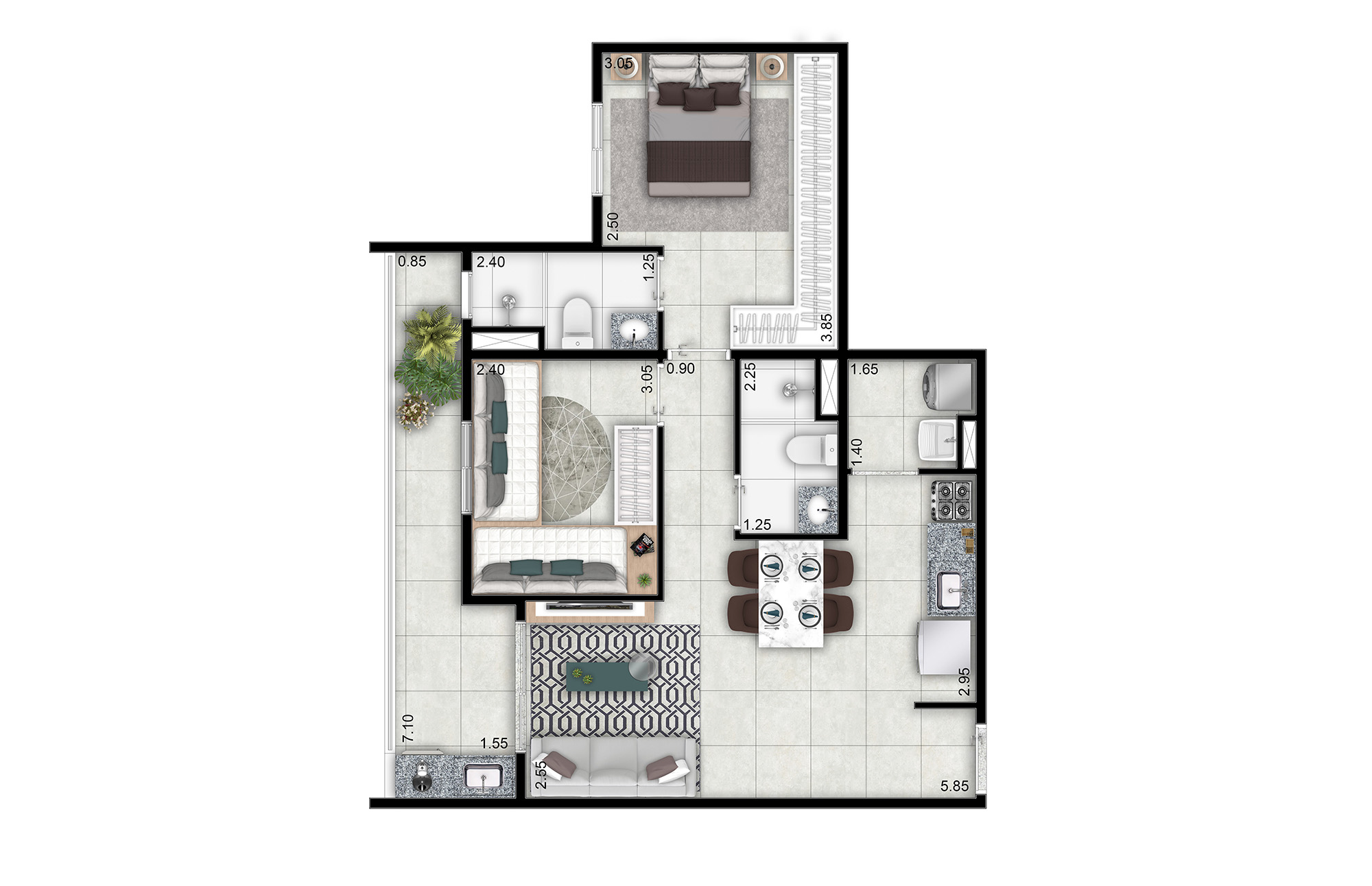 Planta 63m² — Vert MBigucci
