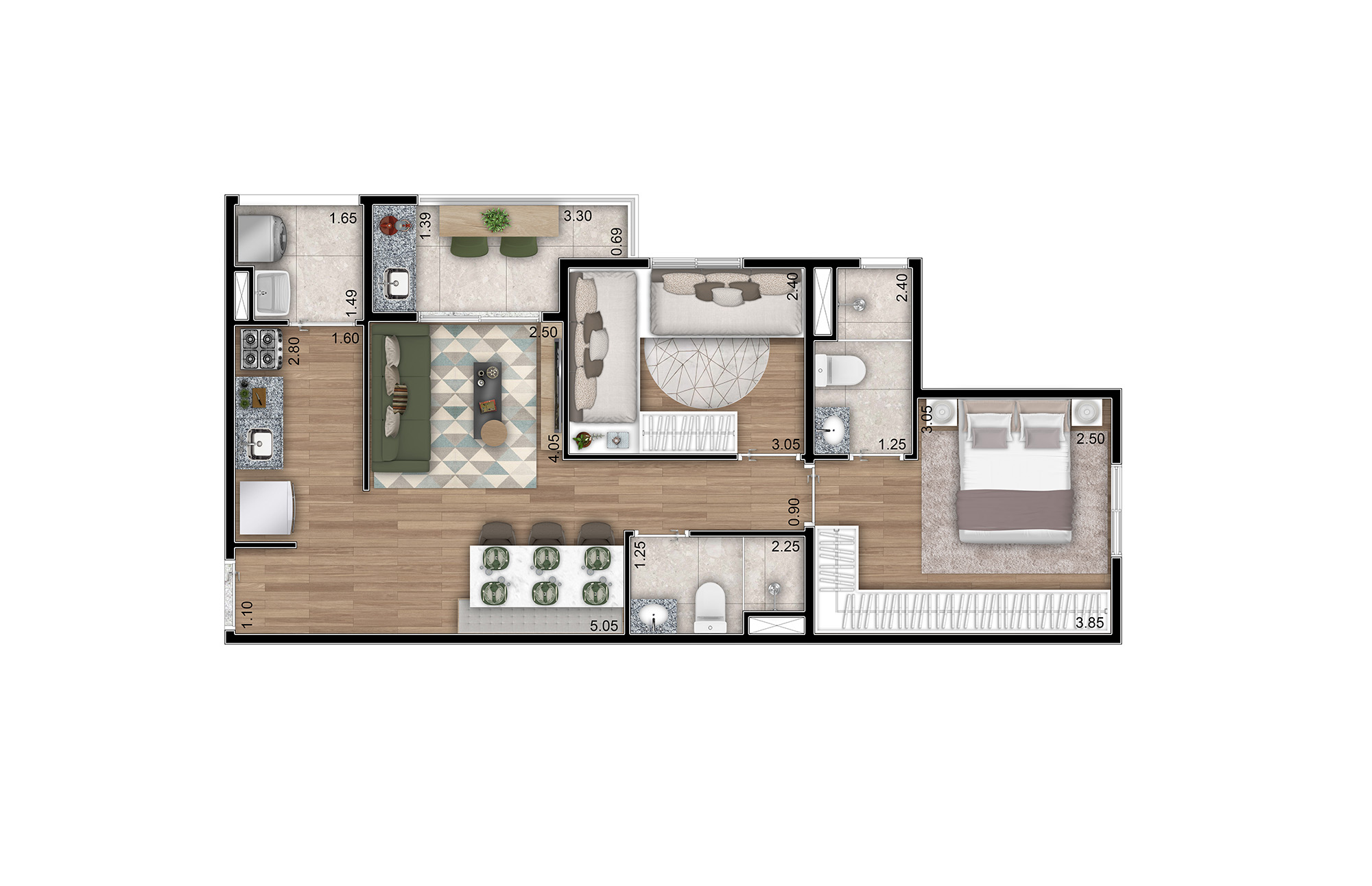 Planta 57m² — Vert MBigucci