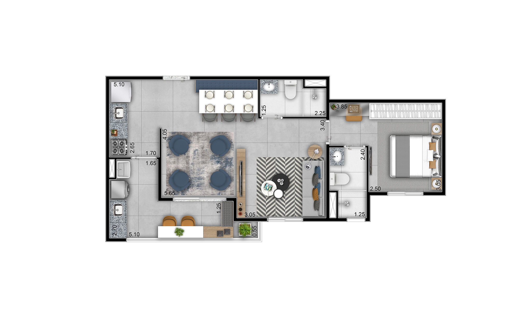 Planta 56m² — Vert MBigucci