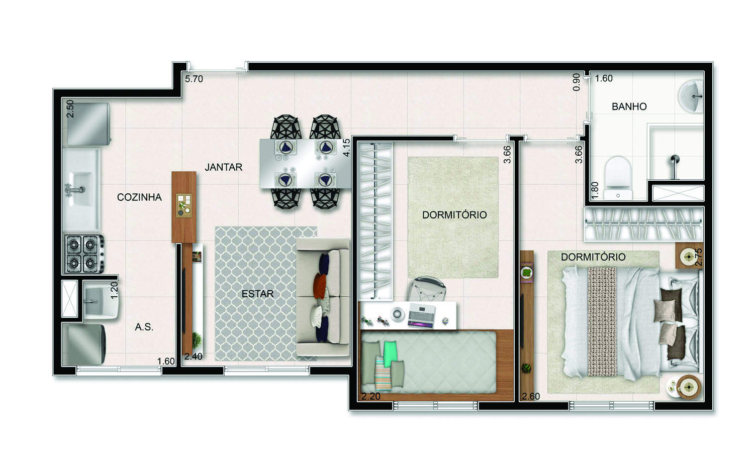 Planta 43m² — America MBigucci