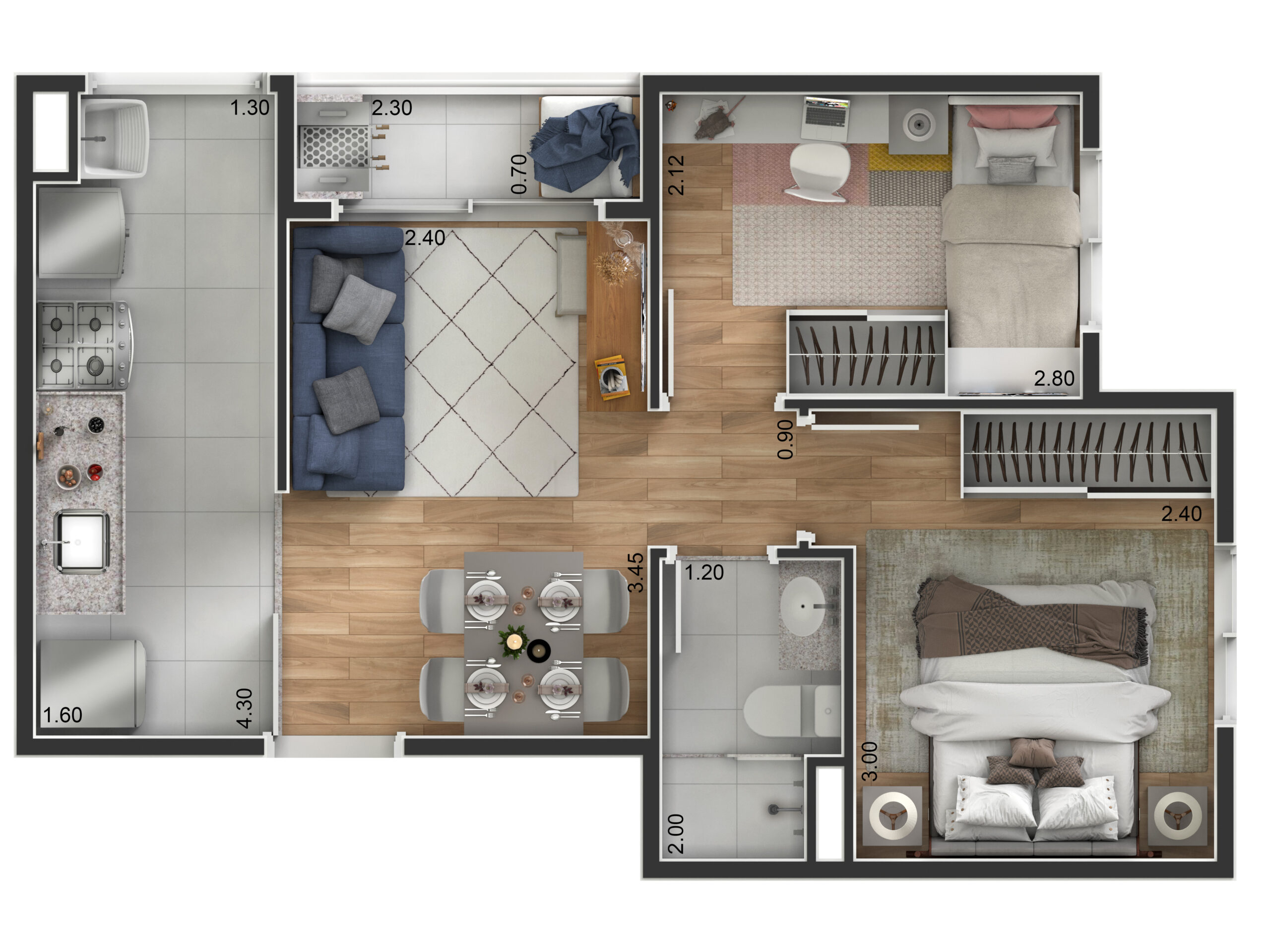 Planta 38m² — Easy São Vicente