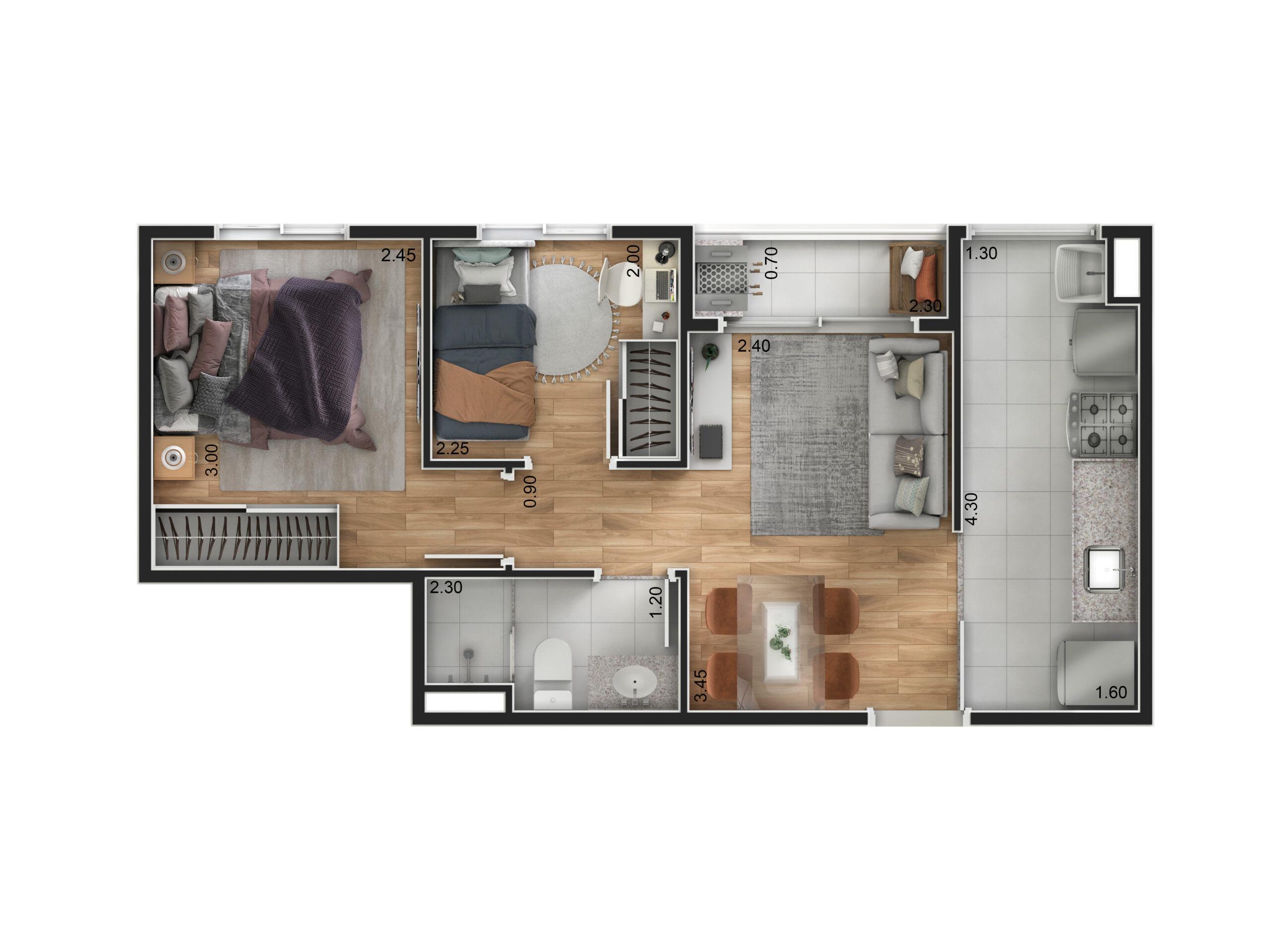 Planta 39m² — Easy São Vicente