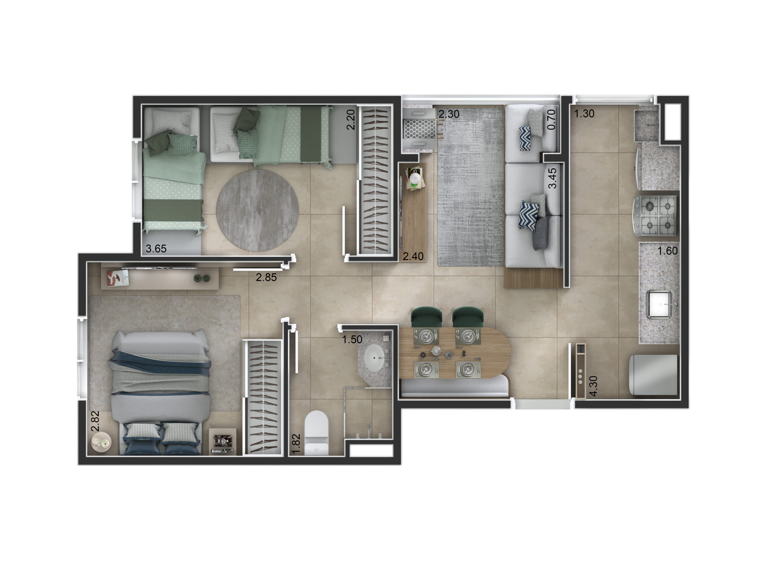 Planta 42m² — Easy São Vicente