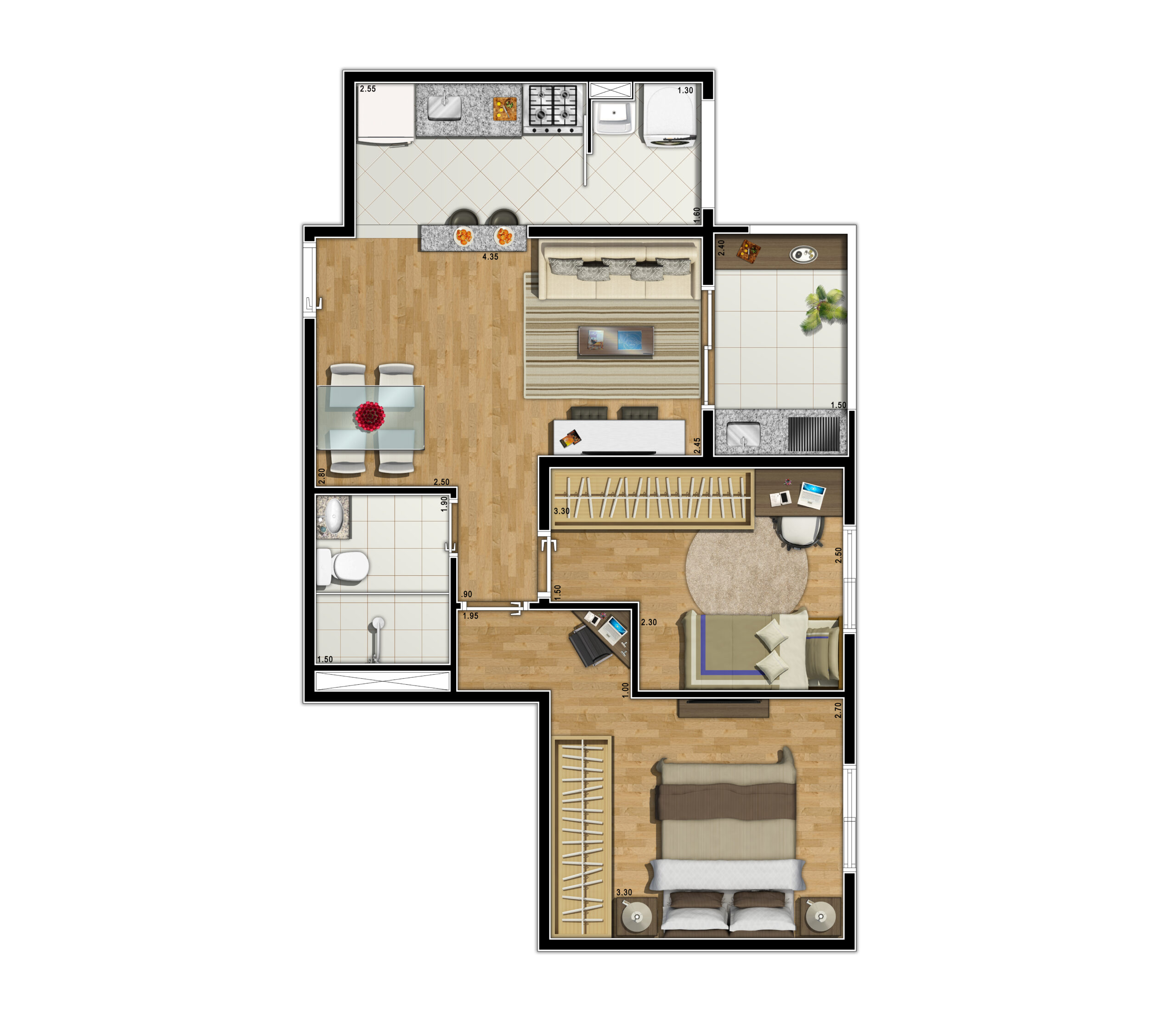 2 dorms | 50m²