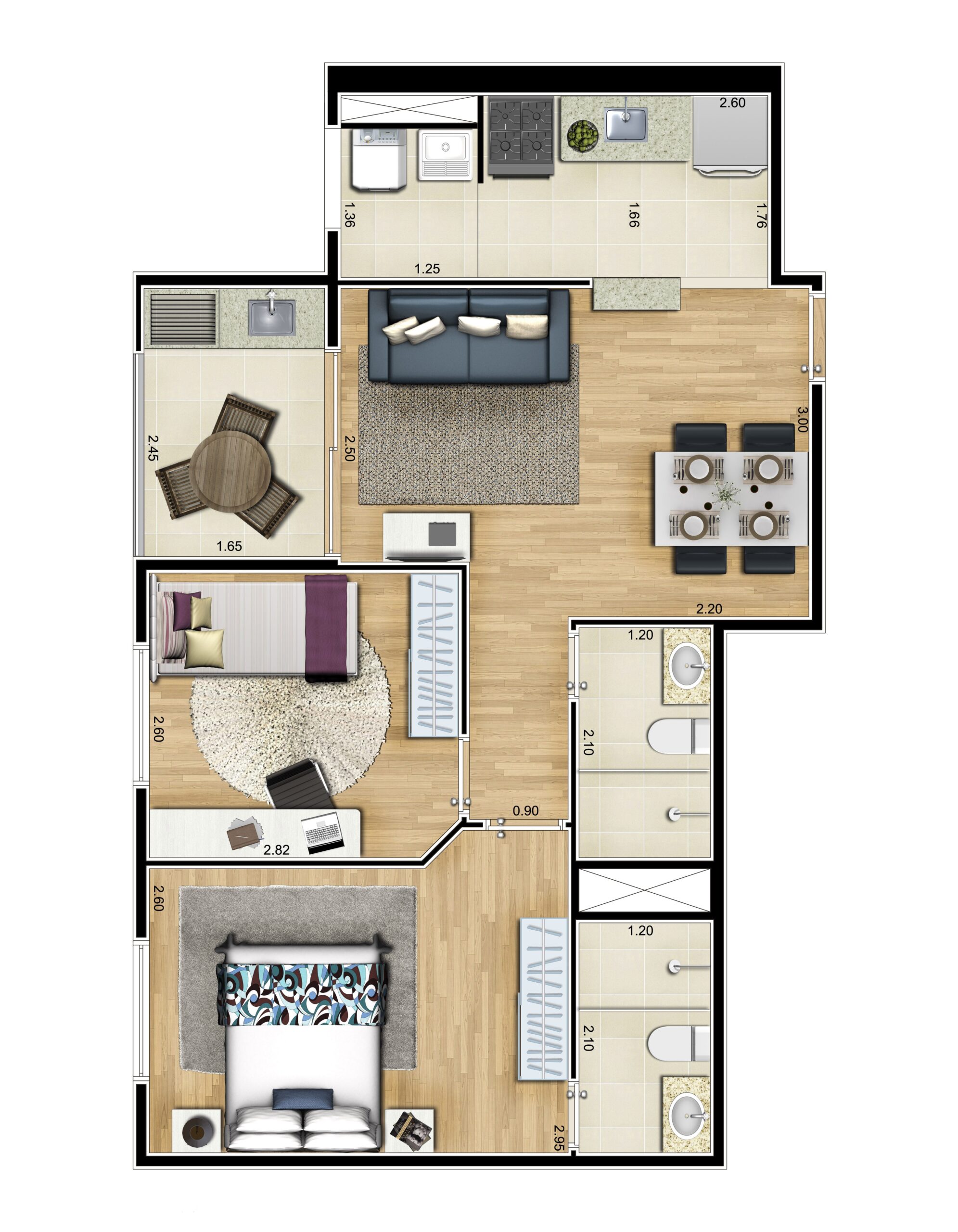 Planta 43m² — Piemonte MBigucci