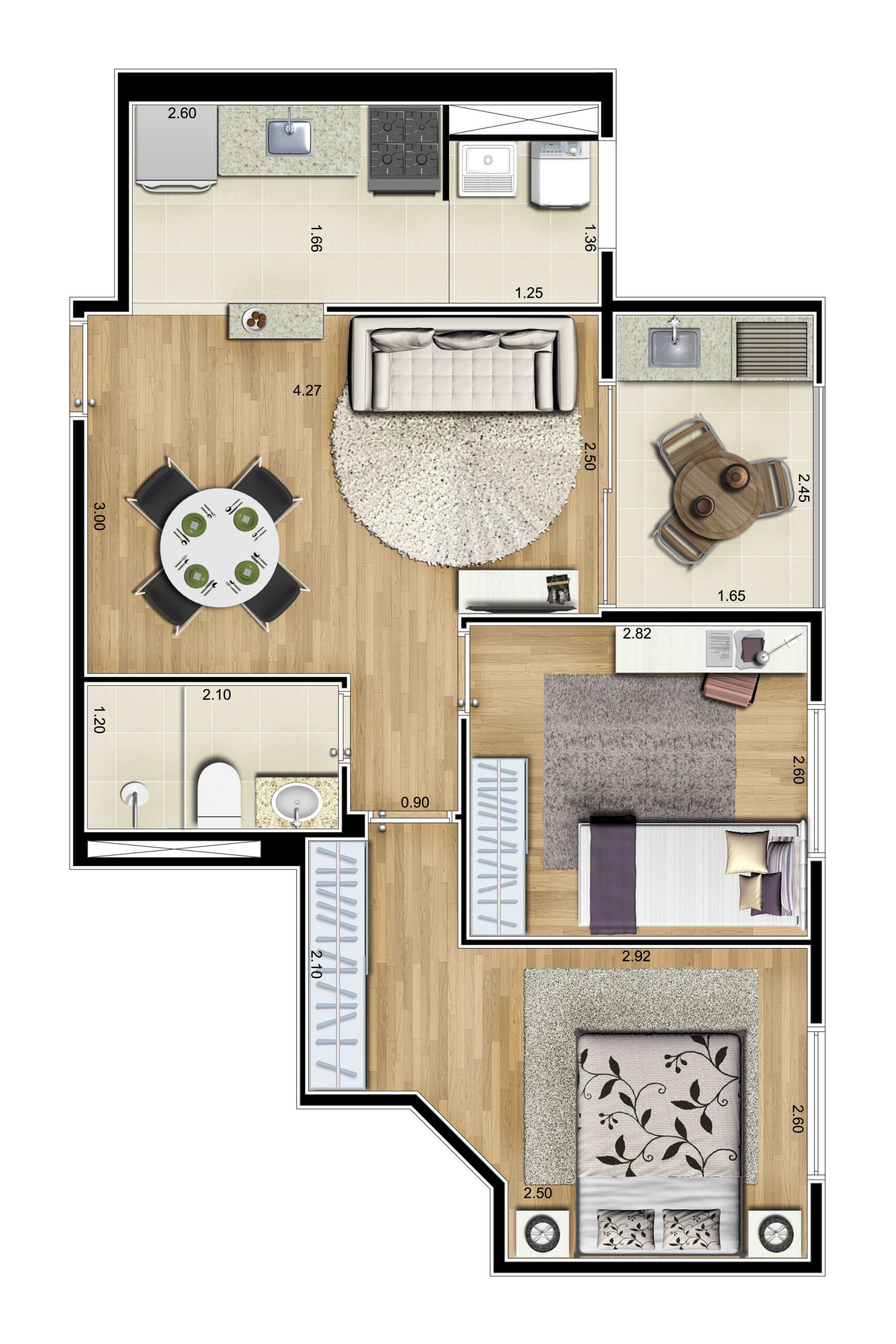 Planta 45m² — Piemonte MBigucci