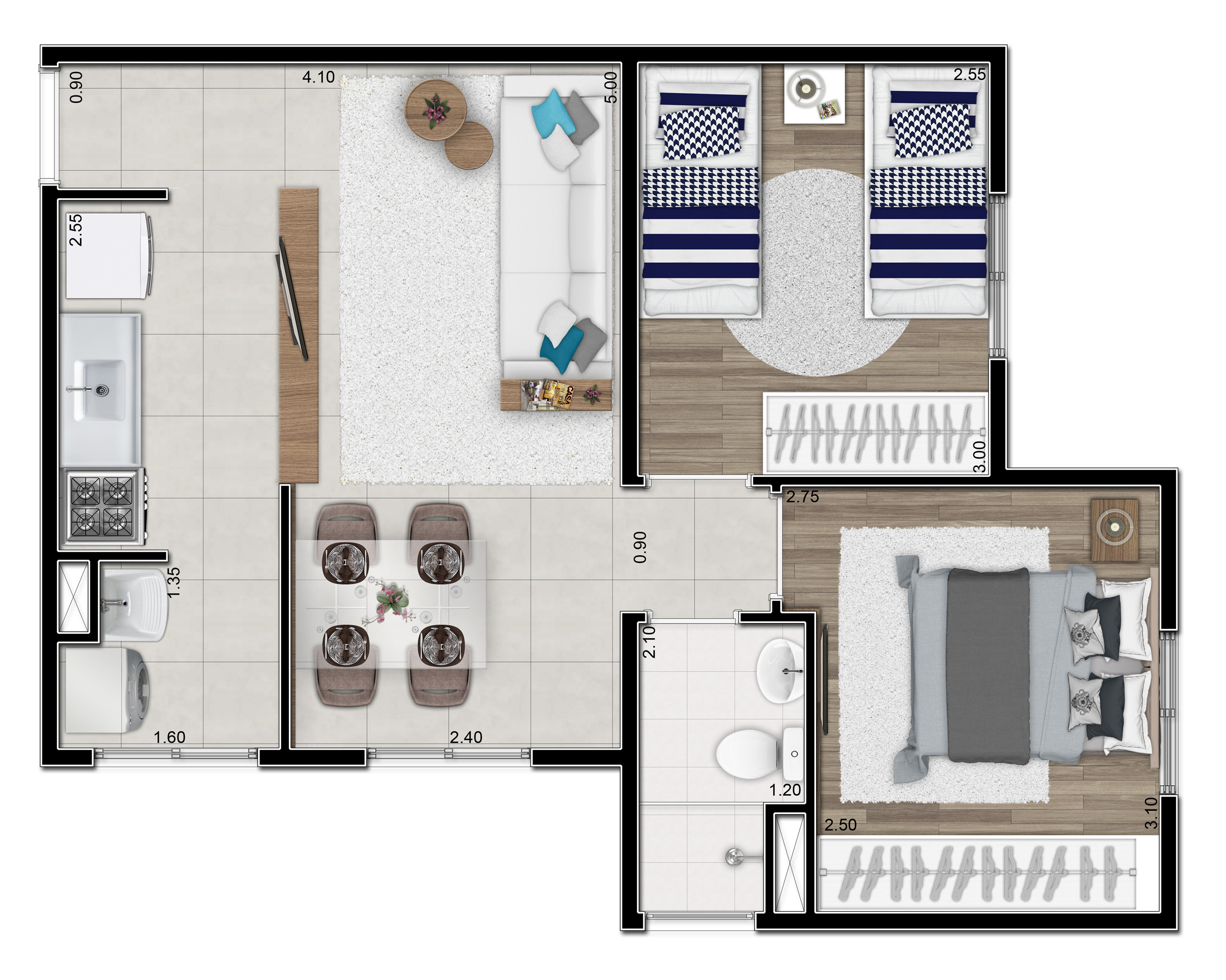Planta 44m² — Modena MBigucci