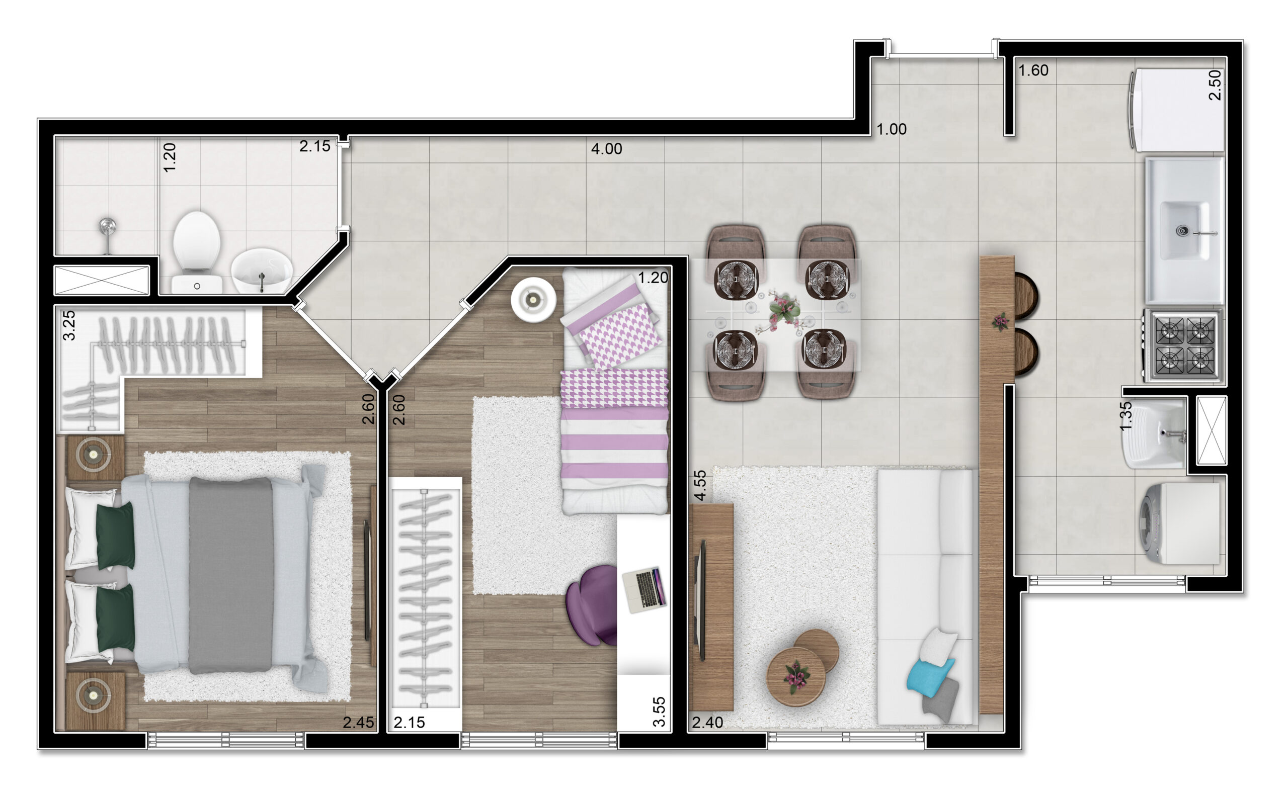 Planta 43m² — Modena MBigucci