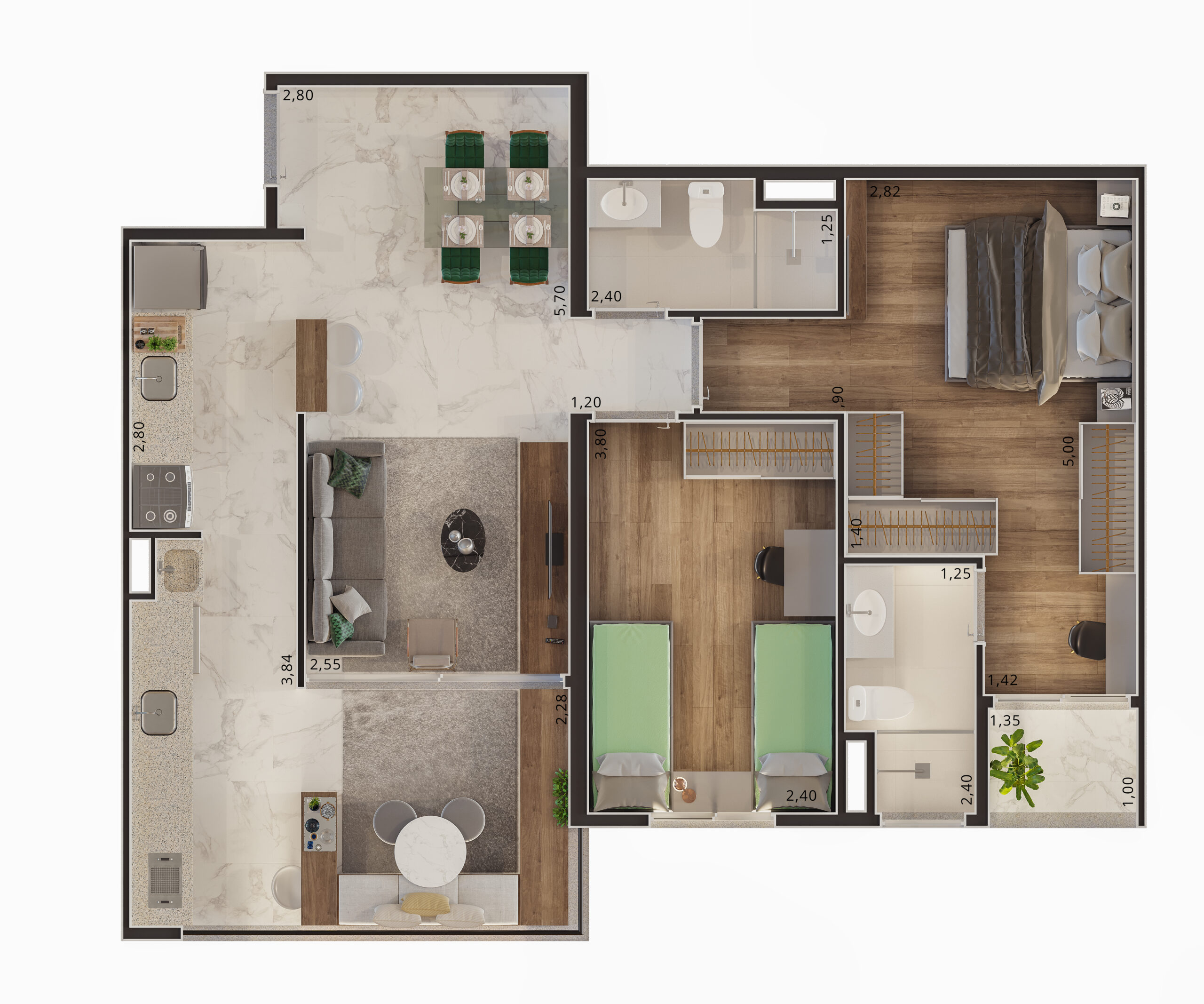 Planta 73m² c/ depósito privativo — Stylo MBigucci