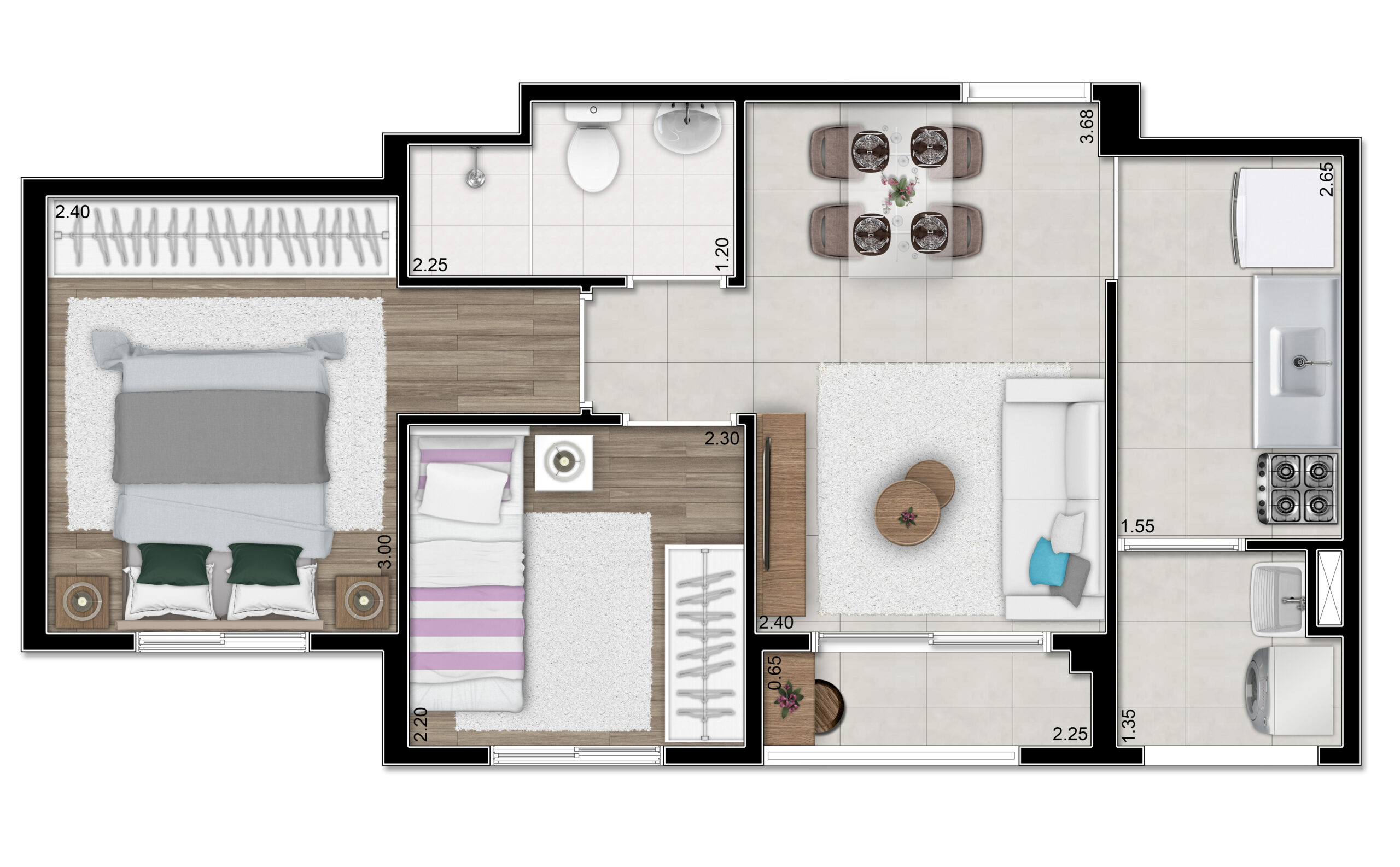 Planta 39m² — Alvorada MBigucci