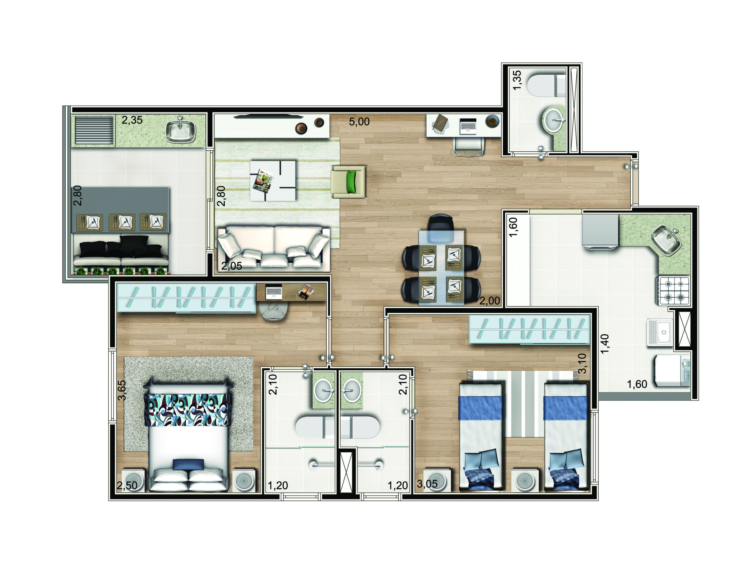 Planta 67m² — Domani MBigucci