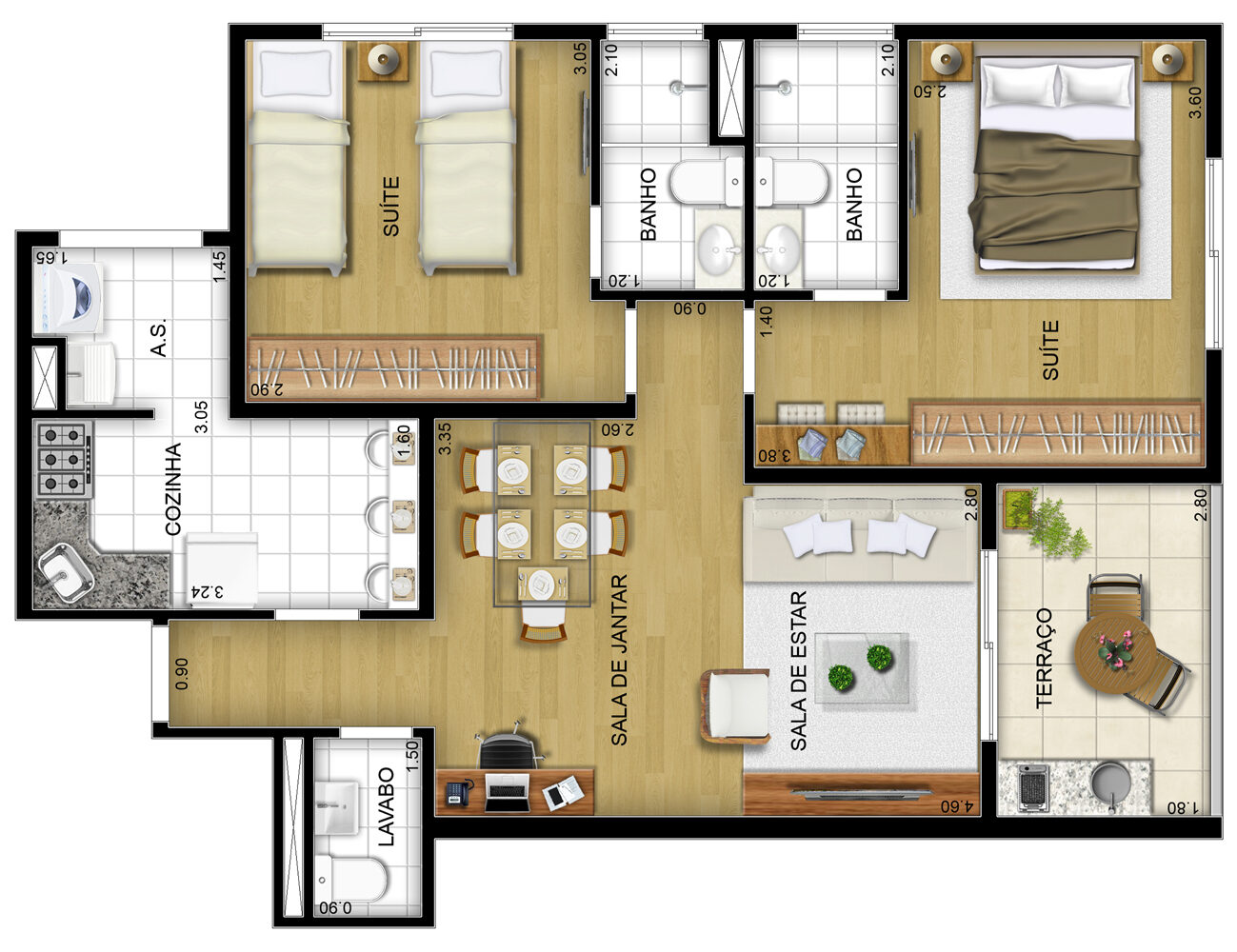 Planta 64m² — First Class MBigucci