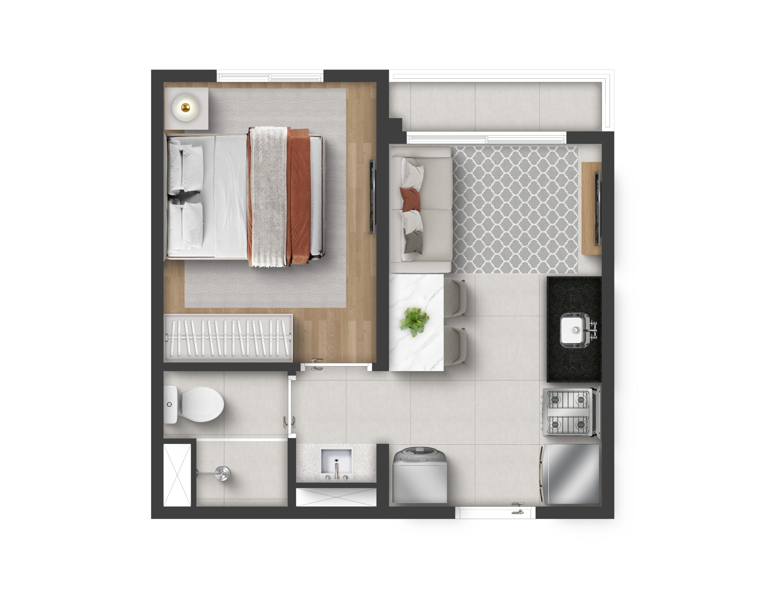 Planta Easy Jaçanã, 1 dormitório, 25m²