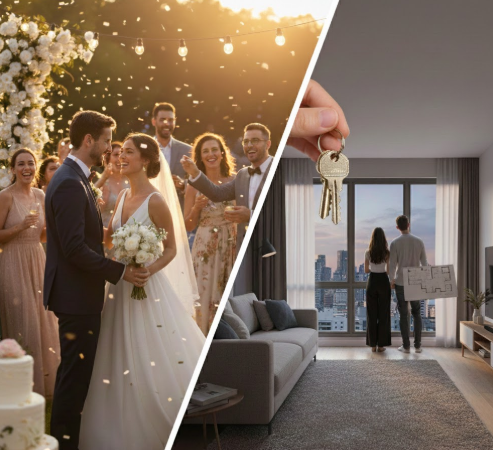 festa de casamento ou comprar apartamento